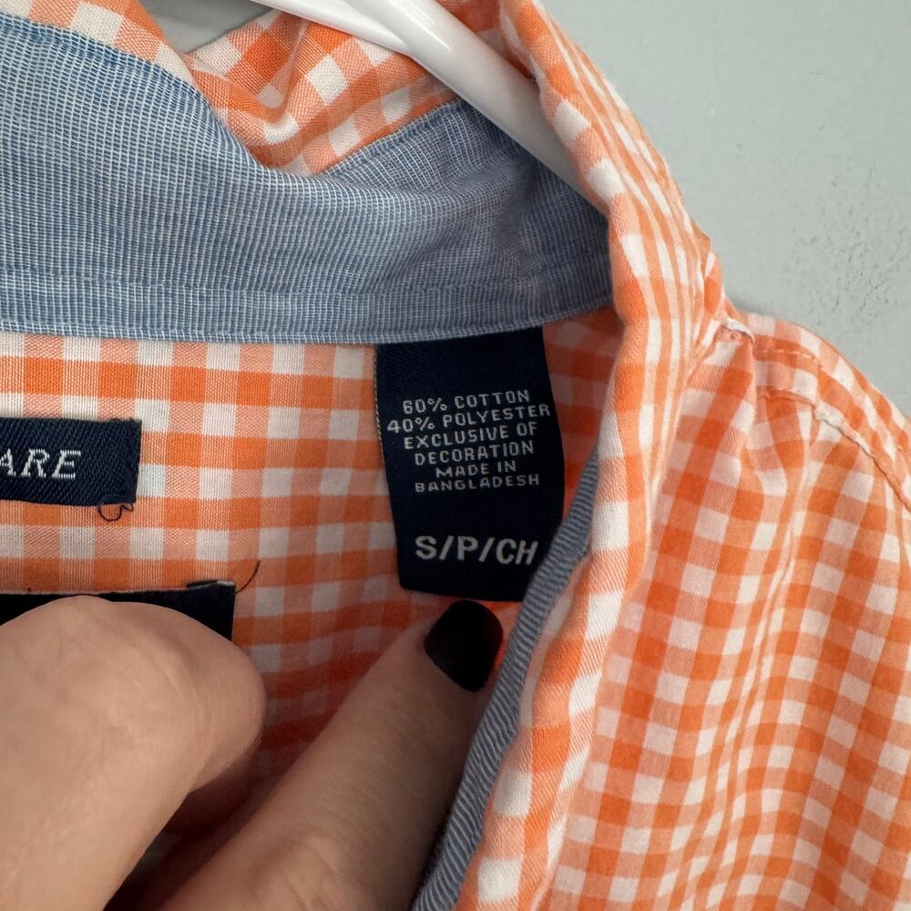 Chaps Easy Care Orange & White Gingham Button Down Shirt Men's Size Small - Picture 5 of 6